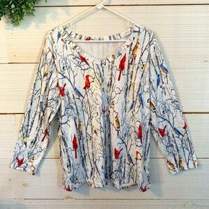 Cardinal V-neck Blouse.  Size XL.